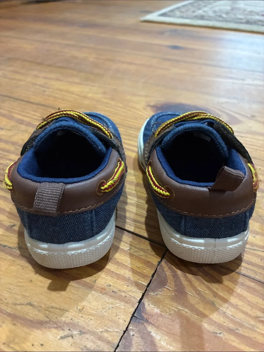 Carter's Navy Blue Canvas Kids Sneakers with Brown Trim